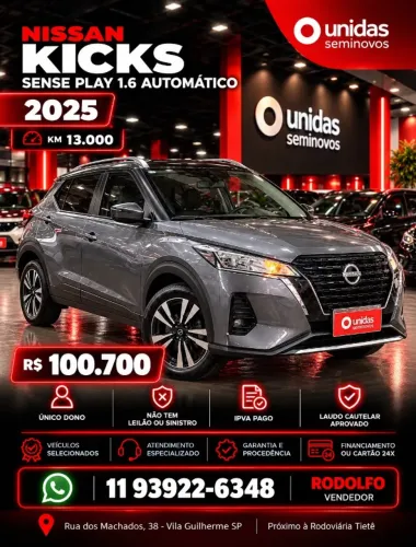 Nissan Kicks Play Sense 1.6 16V Flex Aut. 2025
