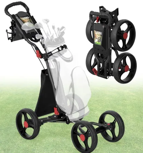 Carrinho de golfe de 4 rodas - carrinho dobrável - leve, compacto, fácil de abrir