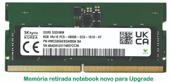 Memória Ram DDR5  8gb Hynix Hmcg66aebsa095n (Retirada notebook novo para Upgrade )