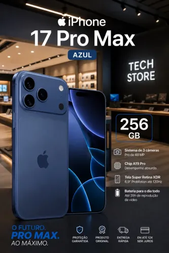 iPhone 17 Pro Max 256 azul novo e lacrado