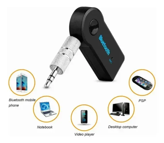 Adaptador Receptor Bluetooth Usb Musica P2 Chamada Som Carro Cor Preto