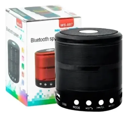 Caixa de Som Portátil WS-887 Bluetooth com Rádio FM e Entrada USB na Cor Preta