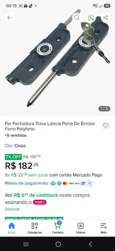 Fechadura para cortina metal
