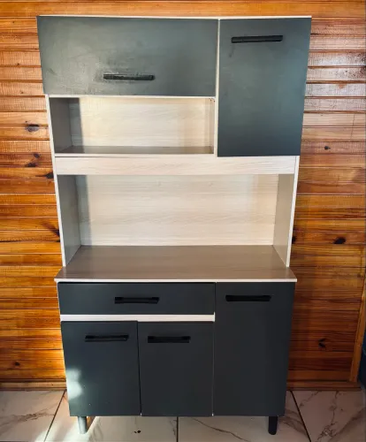 Armário de Cozinha Compacto com Nicho para Micro-ondas, 4 portas e 1 gaveta