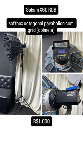 Sokani X60 RGB - softbox octogonal parabólico com grid (colmeia)