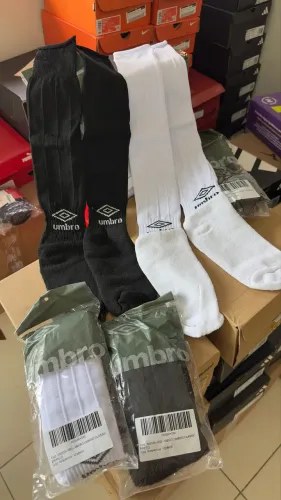 Meião de futebol Branco Preto