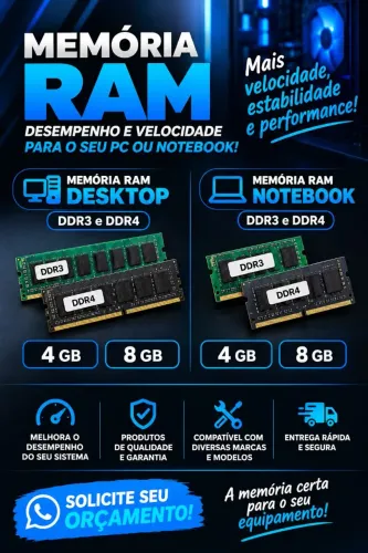 Venda de memória ram pc e not DDR3 DDR4
