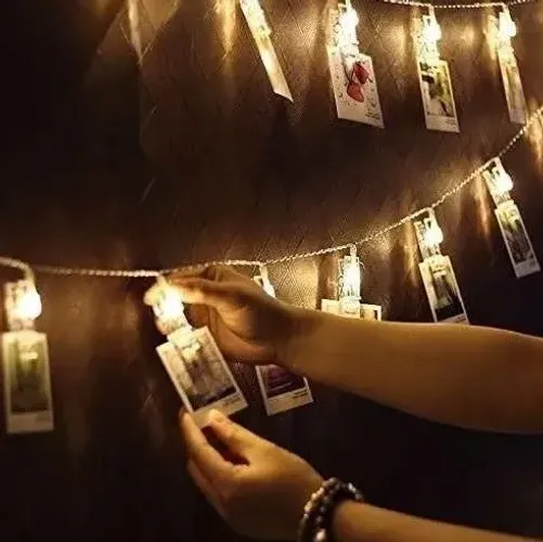Varal luminoso foto cordão LED prendedor pregador decoração surpresa romântica namorado