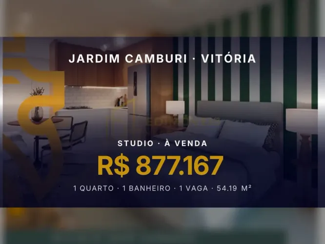 Pronto para Morar: Studio em Jardim Camburi com Garden Privativo