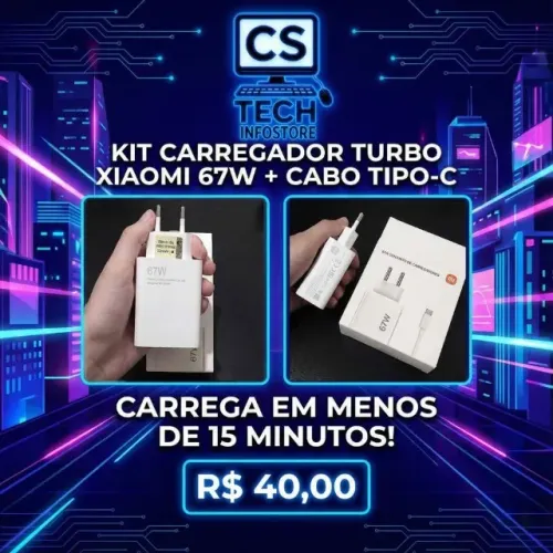 Kit Carregador Turbo Xiaomi 67W + Cabo Tipo C