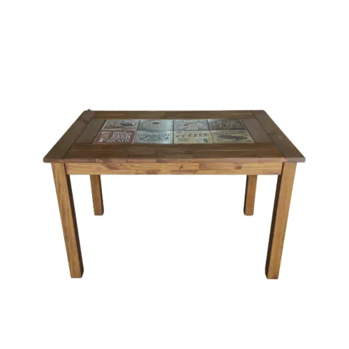Mesa Jantar Madeira 120cm Cerâmica Vintage 