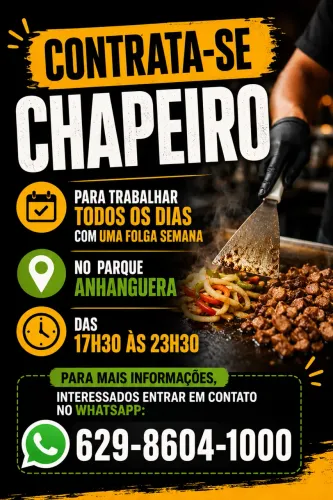 Contrata-se Chapeiro de sanduicheria