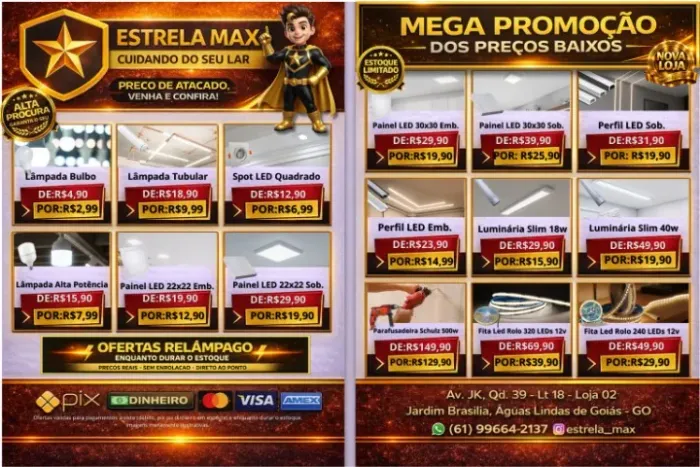 Iluminação e Ferramentas com preço de atacado - Promoção