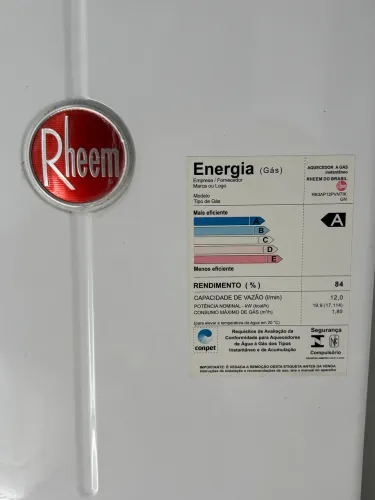 Aquecedor de Água a Gás Rheem 12L/min GN Branco Digital