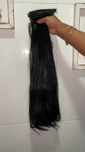 Mega hair, 60 cm, cor preta, 143g, cabelo humano brasileiro