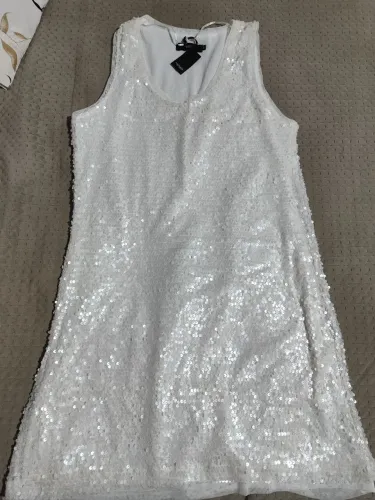 Vestido festa - Paetê Branco - G