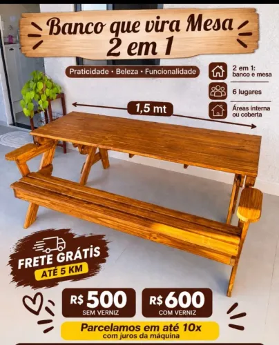 Banco que vira mesa