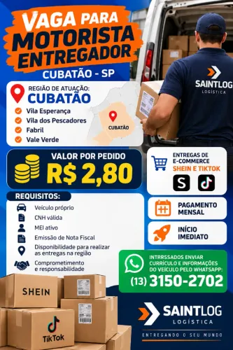 ? MOTORISTA ENTREGADOR - CUBATÃO ?