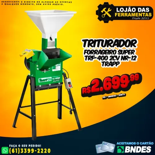 Triturador Forrageiro Super Trf-400 2Cv Nr-12 Trapp