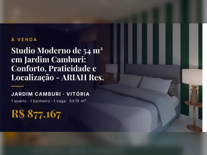 Studio Moderno em Jardim Camburi: Conforto e Praticidade no ARIAH Residencial