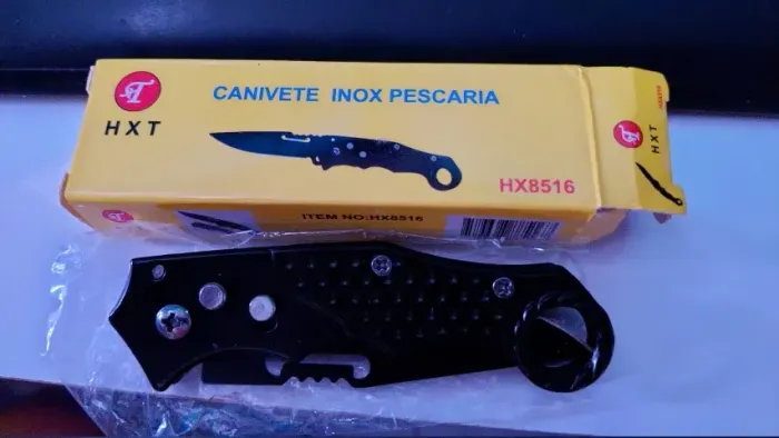 (Novo)Canivete Automático de Bolso Aço Inox Camping Pesca Caça
