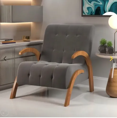 Poltrona Decorativa Martha Comfort Mel com Veludo Grafite | Design Elegante