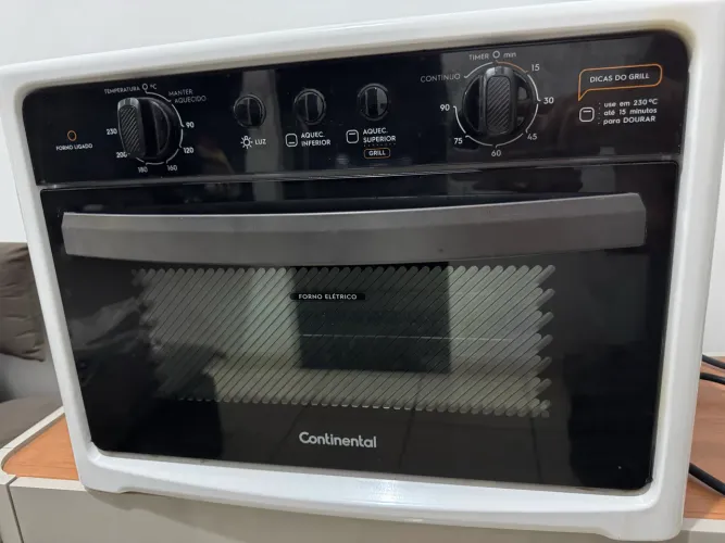 Forno Elétrico Continental de Bancada Grill 44 Litros Branco, USADO POUQUÍSSIMAS VEZES.