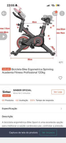 Bicicleta bike ergométrica 