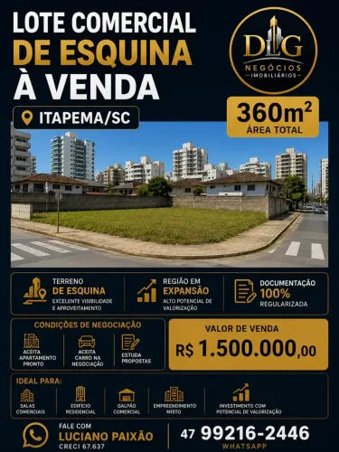 Lote de Esquina em Itapema SC | 360m²