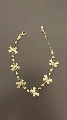 Pulseira Laços Foscos Semijoia Banho 18k. 22cm de Comprimento