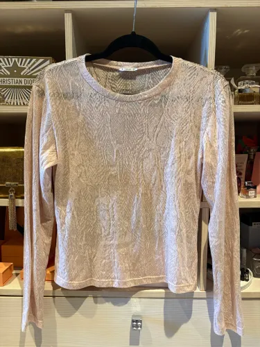Blusa Zinco Manga Longa rose Texturizada Animal Print
