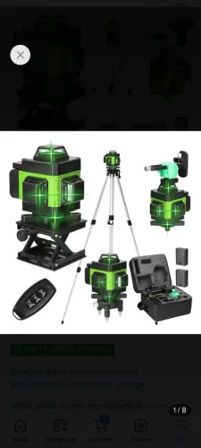 Kit Nível A Laser Verde 12 Linhas Esquadro
