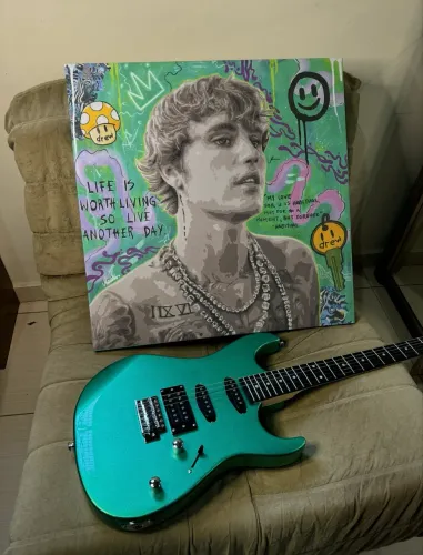 Quadro grande pintado a mão - Justin Bieber