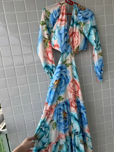 Vestido estampado longo