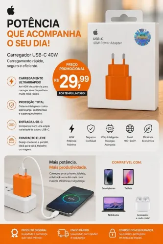 Carregador USB-C 40W Power Adapter