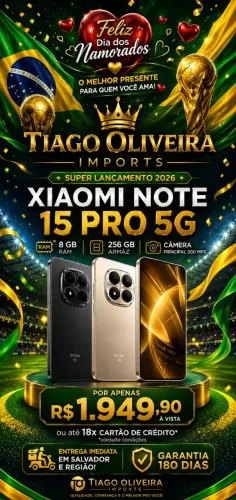 Xiaomi Note 15 pro 5G - 8gb ram 256 gb armaz. Até 18x cartão