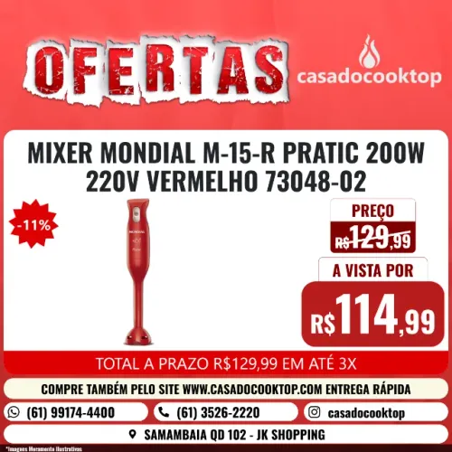 MIXER MONDIAL M-15-R PRATIC 200W 220V VERMELHO 73048-02