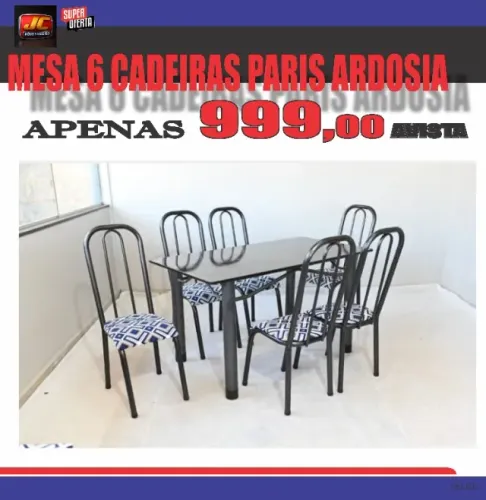MESA PARIS 6 CADEIRAS ARDOSIA
