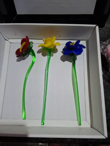 Flores em vidro.