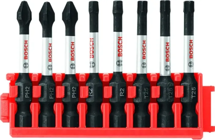 Bosch Brocas de 5 cm CCSV208 8 peças resistentes a impacto Phillips, Square & Torx