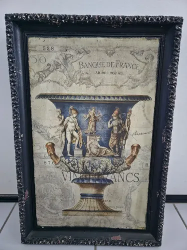 Dupla De Quadros Retrô Banque De France Estilo Clássico