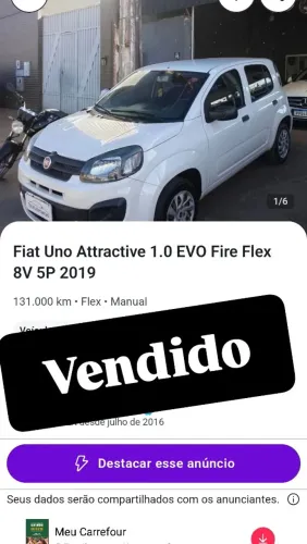 Fiat Uno Attractive 1.0 EVO Fire Flex 8V 5P 2019