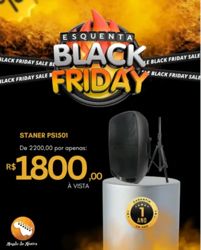 CAIXA ATIVA STANER PS 1501 COR PRETO C/ Tripé - Oferta Esquenta Black