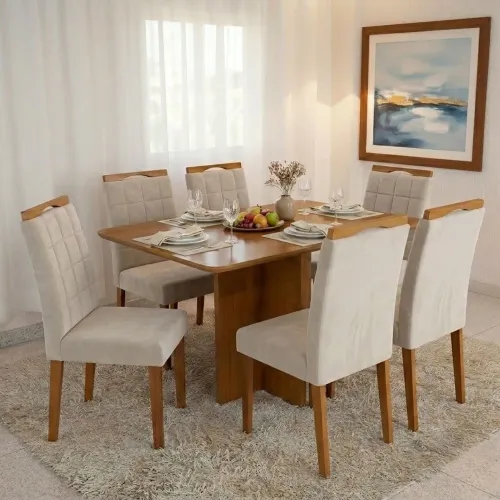 Mesa Salinas 160 (Tampo Londres s/ vidro) com 6 Cadeiras Entrega Rápida