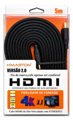 Cabo Hdmi 2.0 H'maston 5 Metros 4k Ultra Hd Com Ethernet