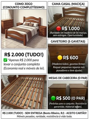 conjunto quarto casal madeira maciça