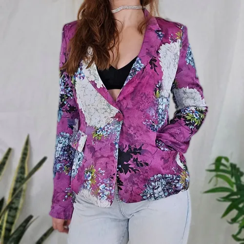 Blazer roxo floral cetim M/G
