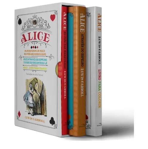 Box Alice No País Das Maravilhas E Alice Através Do Espelho + Alice Para Colorir