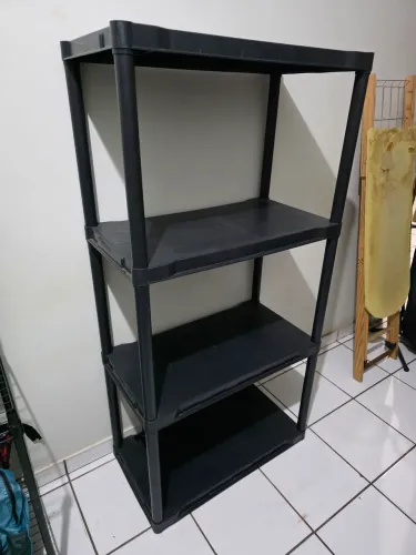 Estante Modular de Plástico Preta - 5 Prateleiras (Desmontável)