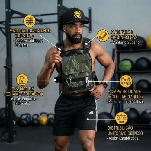 Colete de Peso 10kg Camuflado Cross Training e Musculação - Seminovo Profissio